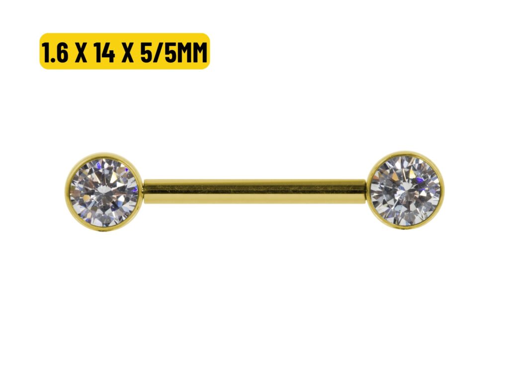 MAMILO TITÂNIO PVD R/I FLAT C/ ZIRCÔNIA - 1.6 X 14 X 5/5MM