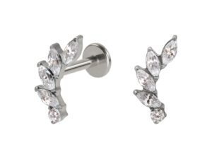 LABRET TITÂNIO R/I CLUSTER 4 PETÁLAS E PONTO DE LUZ