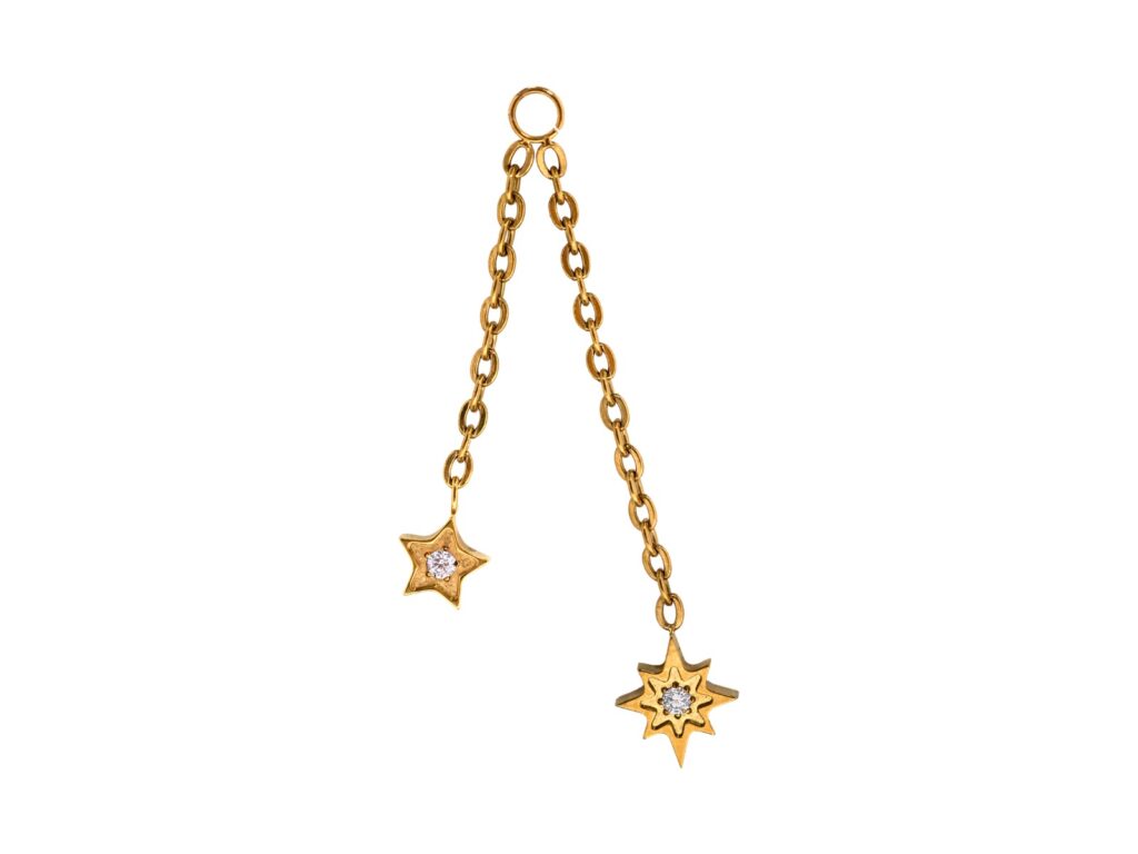 CORRENTE TITÂNIO PVD C/ PINGENTE 2 ESTRELAS - 36MM