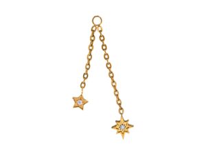 CORRENTE TITÂNIO PVD C/ PINGENTE 2 ESTRELAS – 36MM