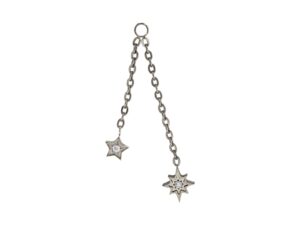 CORRENTE TITÂNIO C/ PINGENTE 2 ESTRELAS – 36MM