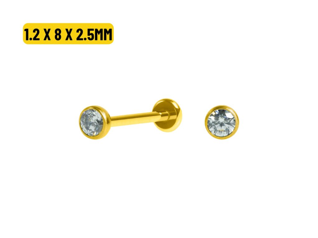LABRET TITÂNIO PVD PONTO DE LUZ PUSH PIN - 1.2 X 8 X 2.5MM