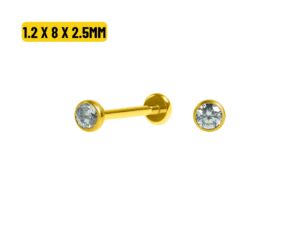 LABRET TITÂNIO PVD PONTO DE LUZ PUSH PIN – 1.2 X 8 X 2.5MM