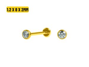 LABRET TITÂNIO PVD PONTO DE LUZ PUSH PIN – 1.2 X 8 X 2MM
