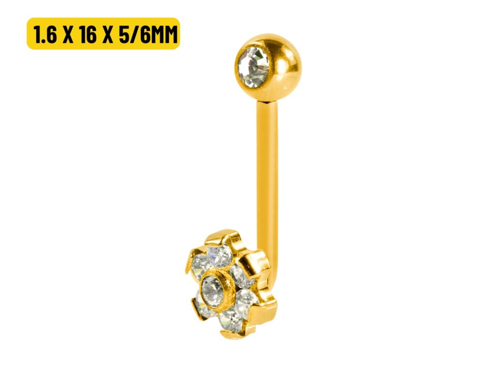 ÍNTIMO TITÂNIO PVD R/I FLOR CRAVEJADA - 1.6 X 16 X 5/6MM