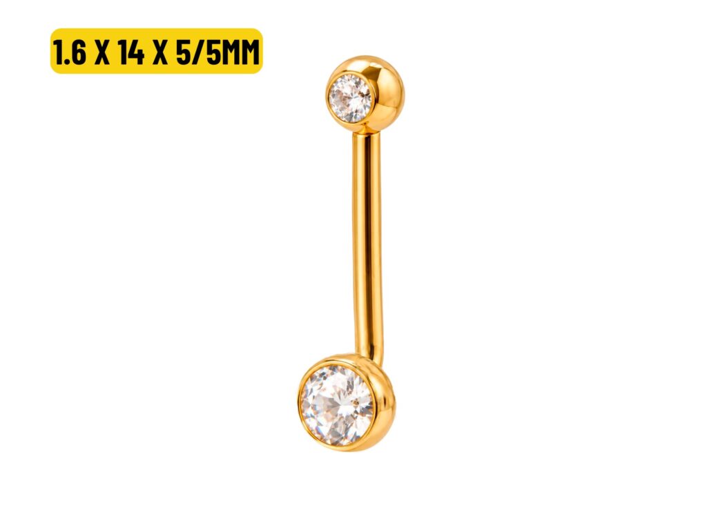 ÍNTIMO CHRISTINA TITÂNIO PVD R/I C/ 2 PEDRAS - 1.6 X 14 X 5/5MM