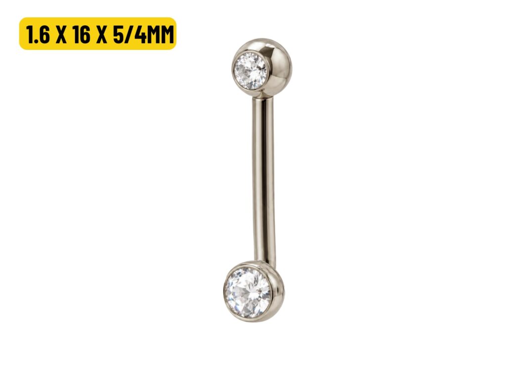 ÍNTIMO CHRISTINA TITÂNIO R/I C/ 2 PEDRAS - 1.6 X 16 X 5/4MM