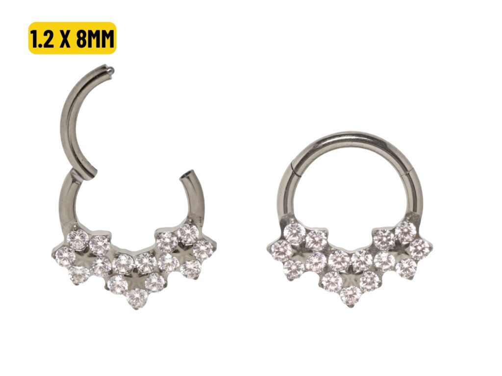 SEGMENTO CLICKER TITÂNIO FRONTAL C/ 3 FLORES - 1.2 X 8MM